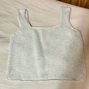 Knitted crochet off white top